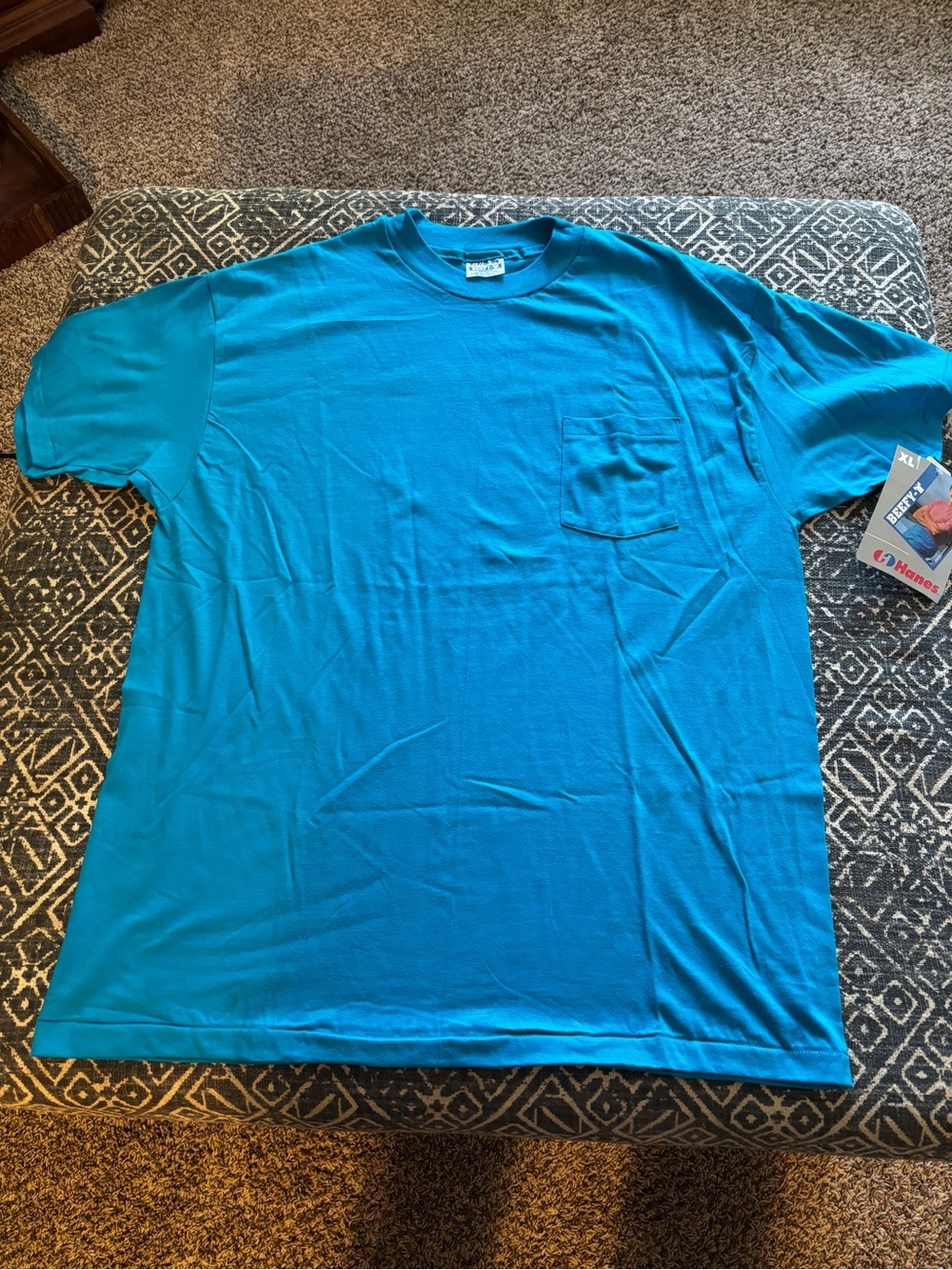 Vintage Hanes Beefy-T Men’s XL Teal Pocket T-Shirt with Original Tag